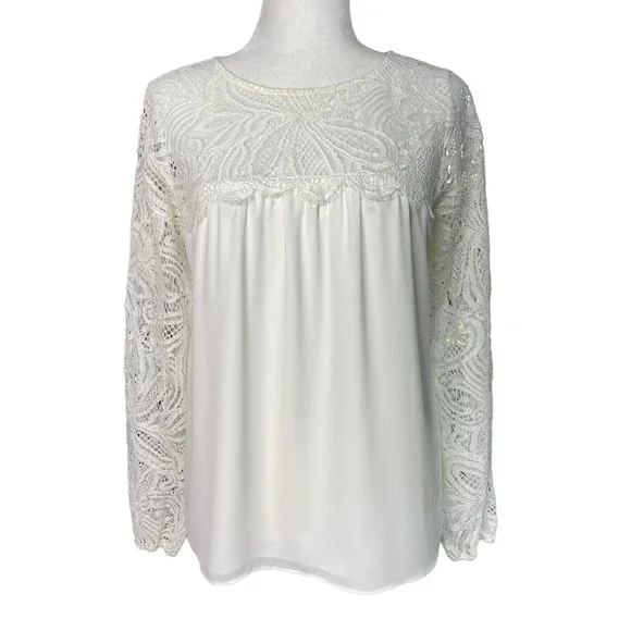 LILLY PULITZER Womens Size Small Keegan Top Style 003168 Coconut White Lace - Picture 2 of 7